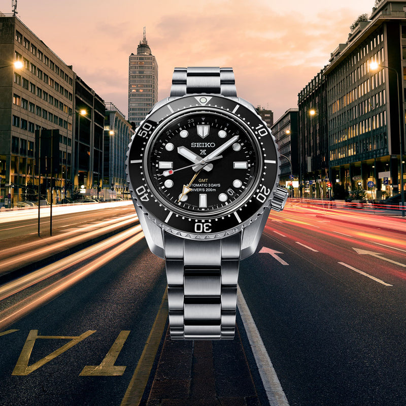 Seiko Prosprex Dark Depths GMT Automatic Black Dial Silver Steel Strap Watch For Men - SPB383J1 Buy Now By Seiko