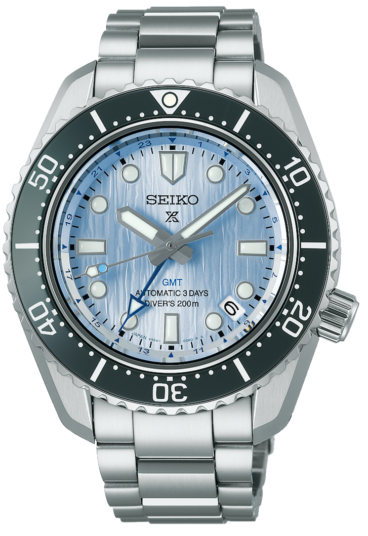 Shop Seiko Prospex Limited Edition Automatic GMT Glacier Blue Dial Silver Steel Strap Watch For Men - SPB385J1 in USA