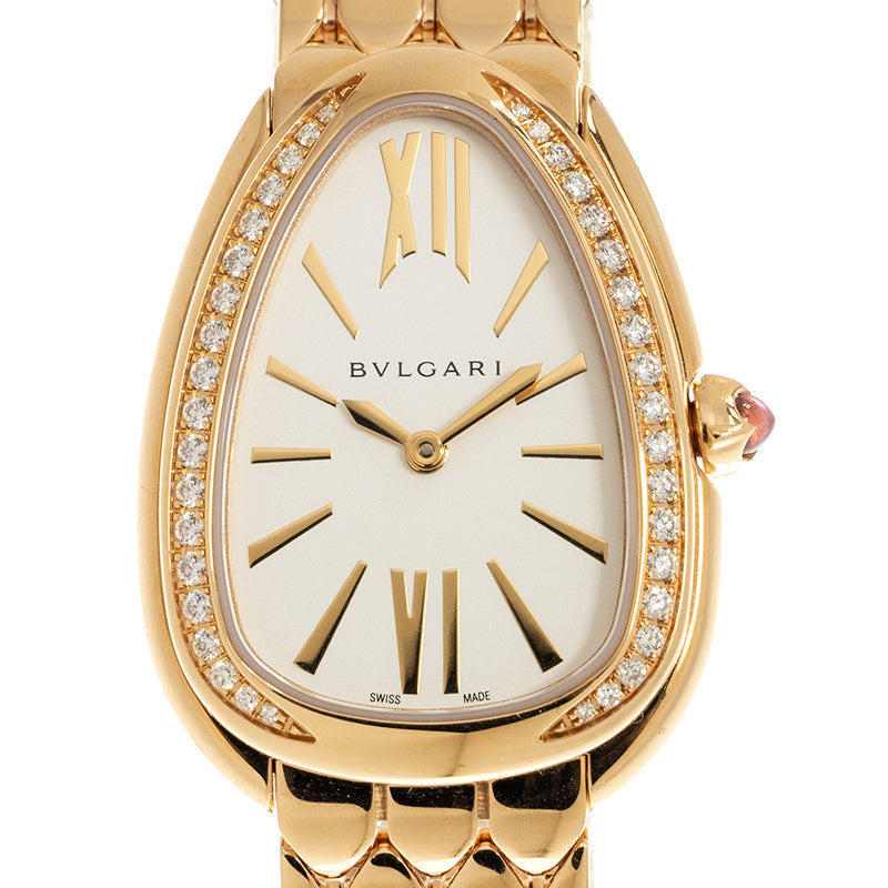 Bvlgari Serpenti Seduttori Diamonds Silver Dial Rose Gold Steel Strap Watch for Women - SERPENTI103146