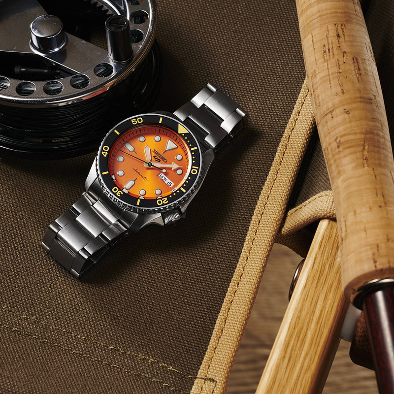 Seiko 5 Sports Automatic Orange Dial Silver Steel Strap Watch For Men - SRPD59K1 Buy Now By Seiko