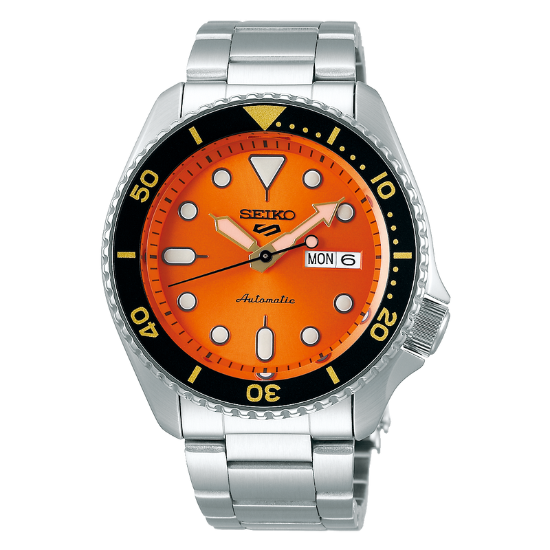Seiko 5 Sports Automatic Orange Dial Silver Steel Strap Watch For Men - SRPD59K1 Buy Now By Seiko