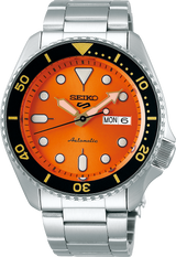 Seiko 5 Sports Automatic Orange Dial Silver Steel Strap Watch For Men - SRPD59K1 Buy Now By Seiko