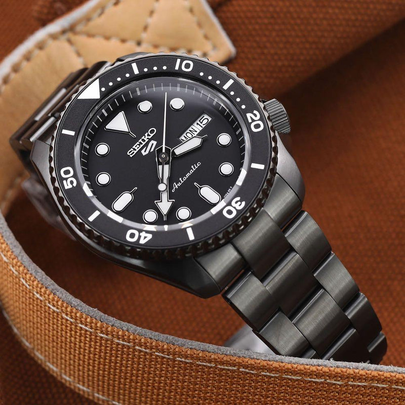 Seiko 5 Sports Automatic Black Dial Black Steel Strap Watch For Men - SRPD65K1 Buy Now By Seiko