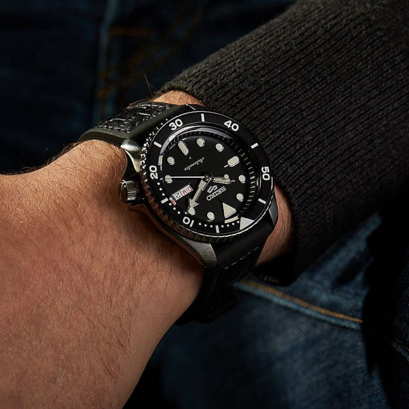 Seiko 5 Sport Automatic Black Dial Black Silicone Strap Watch For Men - SRPD65K3 Buy Now By Seiko