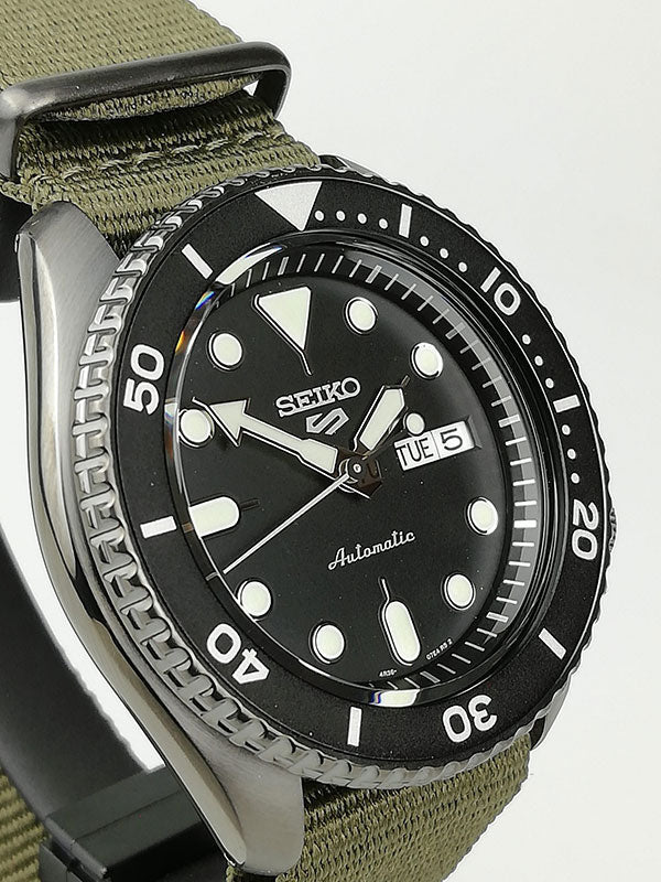 Seiko 5 Sport Automatic Black Dial Green Nylon Strap Watch For Men - SRPD65K4 Buy Now By Seiko
