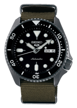 Seiko 5 Sport Automatic Black Dial Green Nylon Strap Watch For Men - SRPD65K4 Buy Now By Seiko