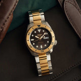 Seiko 5 Sports Automatic Brown Dial Two Tone Steel Strap Watch For Men - SRPK24