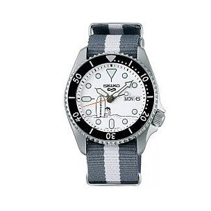 Seiko 5 Sports x Peanuts Surfboard Snoopy Limited Edition White Dial Two Tone NATO Strap Watch For Men - SRPK25K1 Buy Now By Seiko