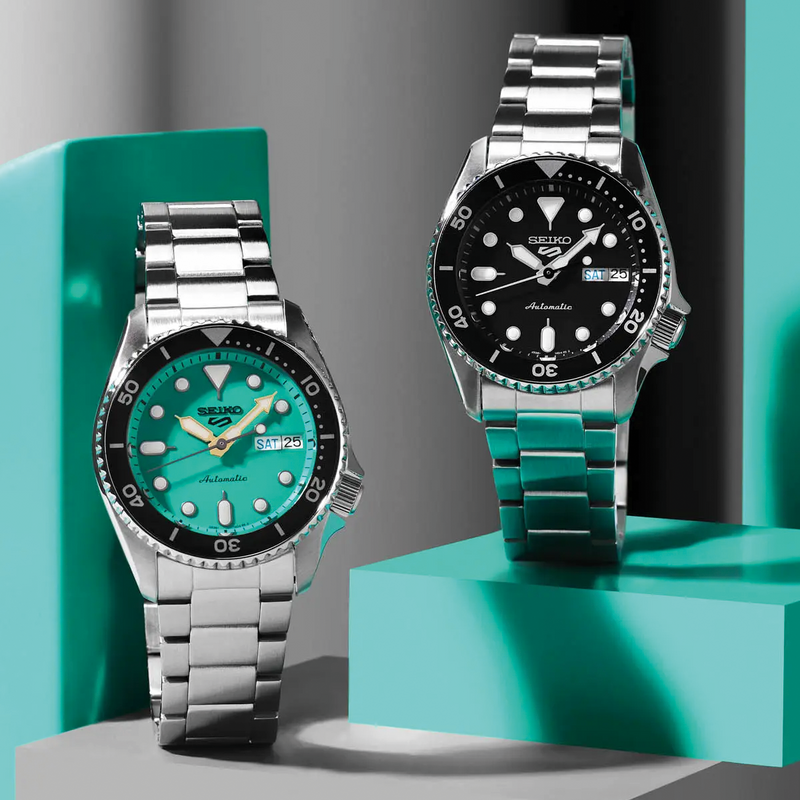 Seiko 5 Sports SKX Midi Automatic Teal Dial Silver Steel Strap Watch For Men - SRPK33K1 Buy Now By Seiko