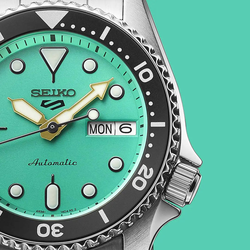 Seiko 5 Sports SKX Midi Automatic Teal Dial Silver Steel Strap Watch For Men - SRPK33K1 Buy Now By Seiko