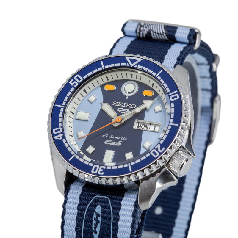 Shop Seiko 5 Sports Honda Super Cub Limited Edition Blue Dial Two Tone NATO Strap Watch For Men - SRPK37K1 in USA