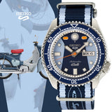 Shop Seiko 5 Sports Honda Super Cub Limited Edition Blue Dial Two Tone NATO Strap Watch For Men - SRPK37K1 in USA