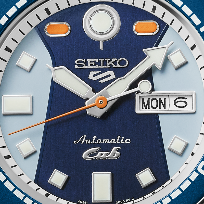 Shop Seiko 5 Sports Honda Super Cub Limited Edition Blue Dial Two Tone NATO Strap Watch For Men - SRPK37K1 in USA