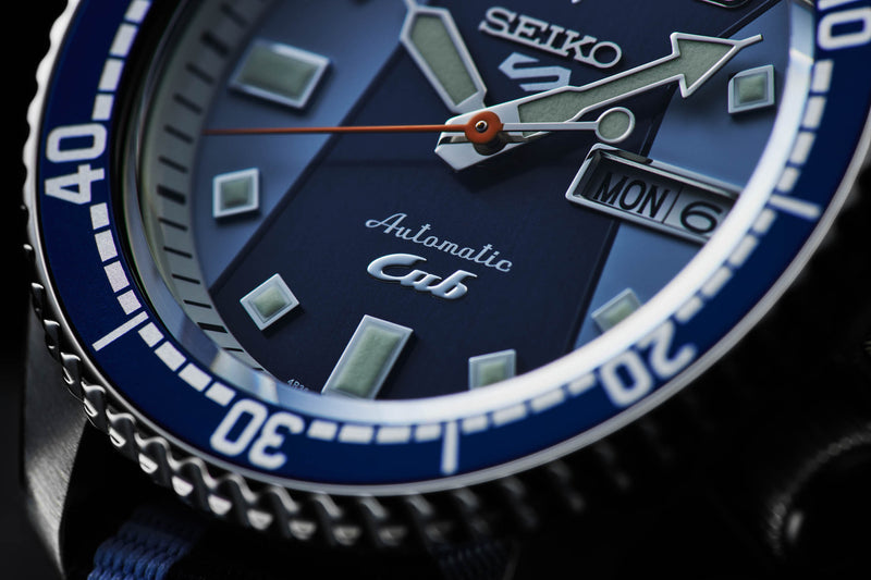 Shop Seiko 5 Sports Honda Super Cub Limited Edition Blue Dial Two Tone NATO Strap Watch For Men - SRPK37K1 in USA