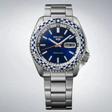 Seiko 5 Sports Petrol Blue Checker Flag Special Edition Blue Dial Silver Steel Strap Watch For Men - SRPK65K1 Buy Now By Seiko