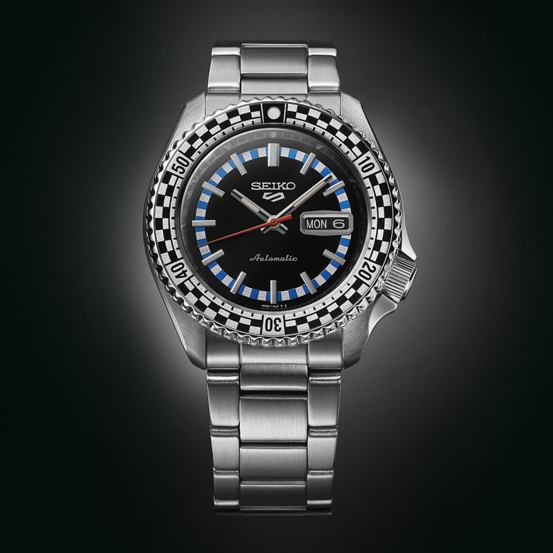 Seiko 5 Sports Checker Flag Special Edition Black Dial Silver Steel Strap Watch For Men - SRPK67K1 Buy Now By Seiko