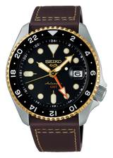 Seiko 5 Sports SKX GMT Automatic Mocha Black Dial Brown Leather Strap Watch For Men - SSK036K1 Buy Now By Seiko