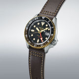 Seiko 5 Sports SKX GMT Automatic Mocha Black Dial Brown Leather Strap Watch For Men - SSK036K1 Buy Now By Seiko