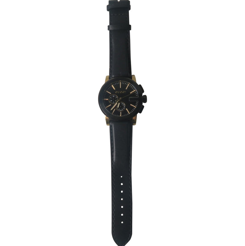 Shop Gucci G Chrono Black Dial Black Leather Strap Watch For Men - YA101203 in USA