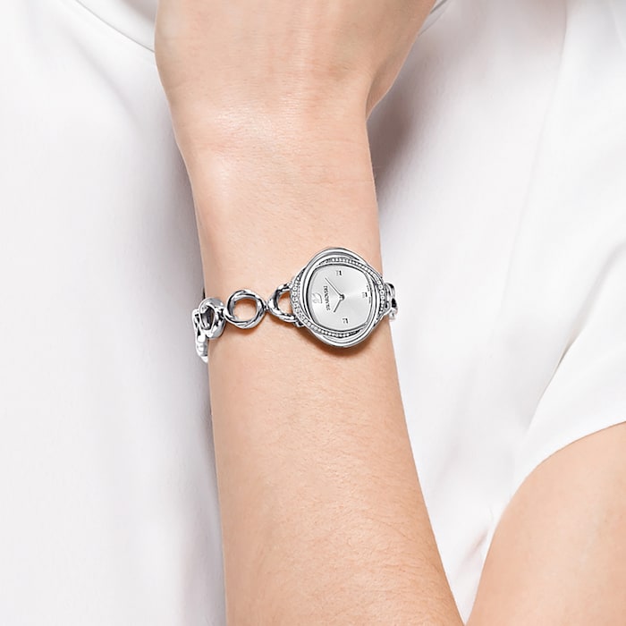 Shop Swarovski Crystal Flower Silver Dial Silver Steel Strap Watch for Women - 5547622 in USA
