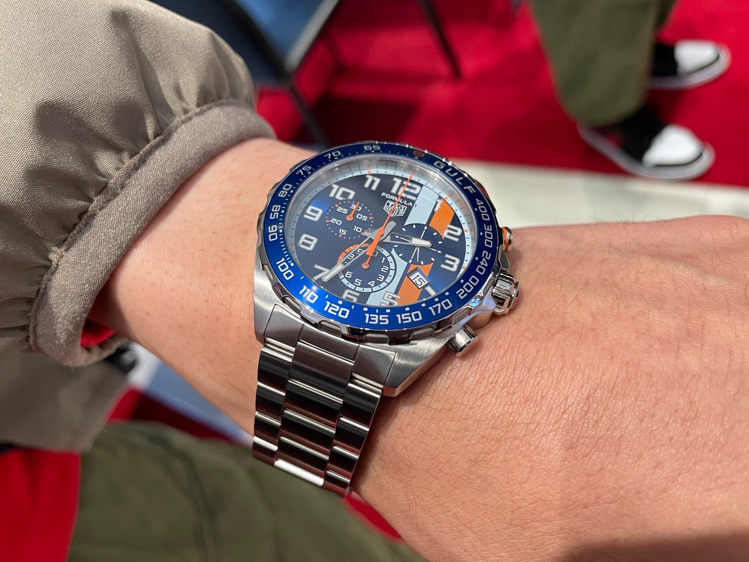 Tag Heuer Formula 1 Gulf Edition Chronograph Blue Dial Silver Steel Strap Watch for Men - CAZ101AT.BA0842