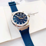 Salvatore Ferragamo F-80 Blue Dial Blue Rubber Strap Watch For Men - SFHY01122 Buy Now By Salvatore Ferragamo