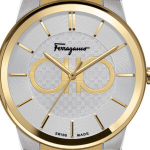Shop Salvatore Ferragamo Sapphire Silver Dial Two Tone Steel Strap Watch for Men - SFHP00520 in USA