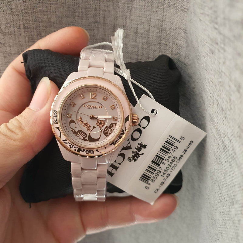 Coach Preston Pink Dial Pink Steel Strap Watch for Women - 14503465 Buy Now By Coach