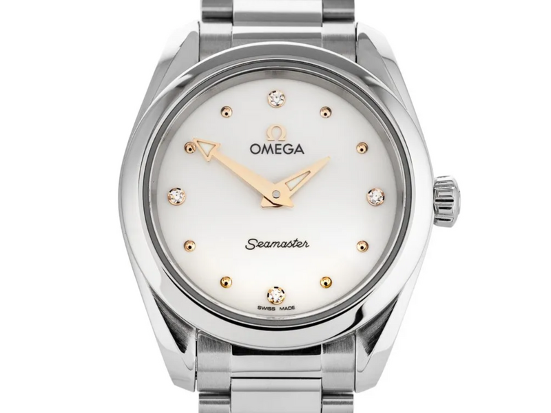 Shop Omega Seamaster Aqua Terra Quartz Diamond Silver Dial Silver Steel Strap Watch for Women - 220.10.28.60.54.001 in USA