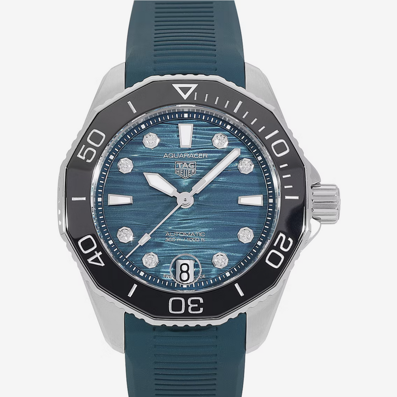 Tag Heuer Aquaracer Professional 300 Automatic Diamonds Green Dial Green Rubber Strap Watch for Women - WBP231G.FT6226 Buy Now By Tag Heuer