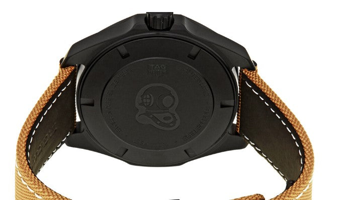 Shop Tag Heuer Aquaracer 300 Calibre 5 Automatic Black Dial Brown Fabric Strap Watch for Men - WAY208C.FC6383 in USA