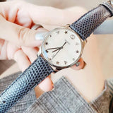 Gucci G-Timeless Signature Mother of Pearl Silver Dial Blue Leather Strap Watch For Women - YA1264049 Buy Now By Gucci