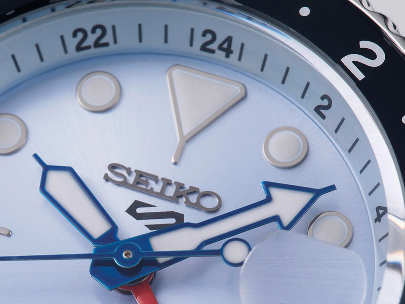 Seiko 5 Sports Automatic GMT SKX Sports Style Asia Exclusive Limited Edition Ice Blue Dial Silver Steel Strap Watch For Men - SSK029K1 Buy Now By Seiko