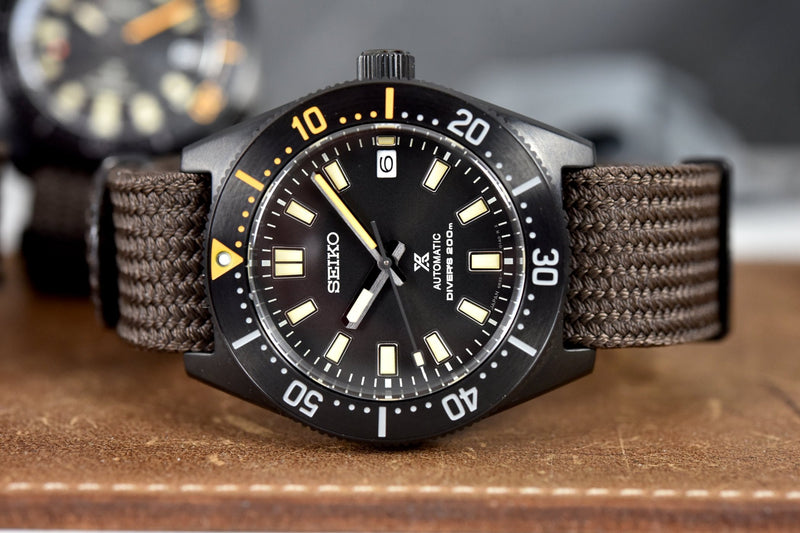 Shop Seiko Prospex Black Series 1965 Limited Edition Black Dial Brown NATO Strap Watch For Men - SPB253J1 in USA