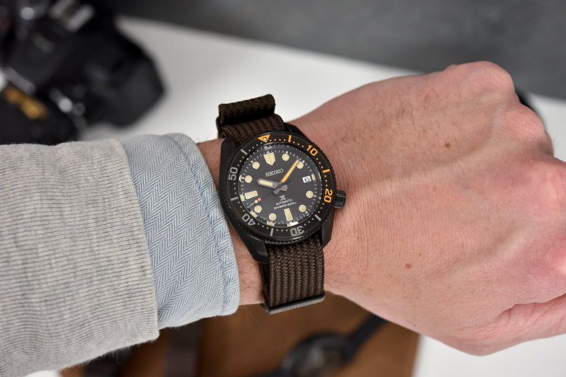 Shop Seiko Prospex Black Series 1965 Limited Edition Black Dial Brown NATO Strap Watch For Men - SPB253J1 in USA