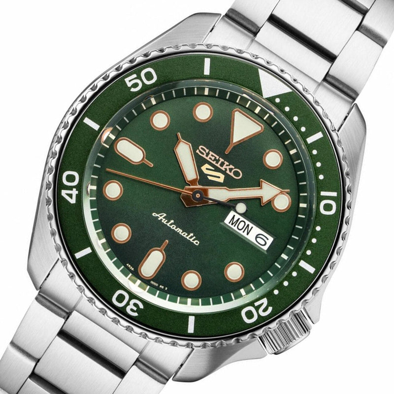 Seiko 5 Sports Automatic Analog Green Dial Silver Steel Strap Watch For Men - SRPD63K1 Buy Now By Seiko