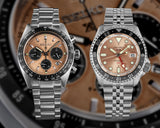 Seiko 5 Sports GMT Thong Sia Limited Edition Brown Dial Silver Steel Strap Watch for Men - SSK043K1