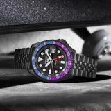Seiko Automatic SKX GMT Yuto Horigome Limited Edition Black Dial Black Steel Strap Watch For Men - SSK027K1