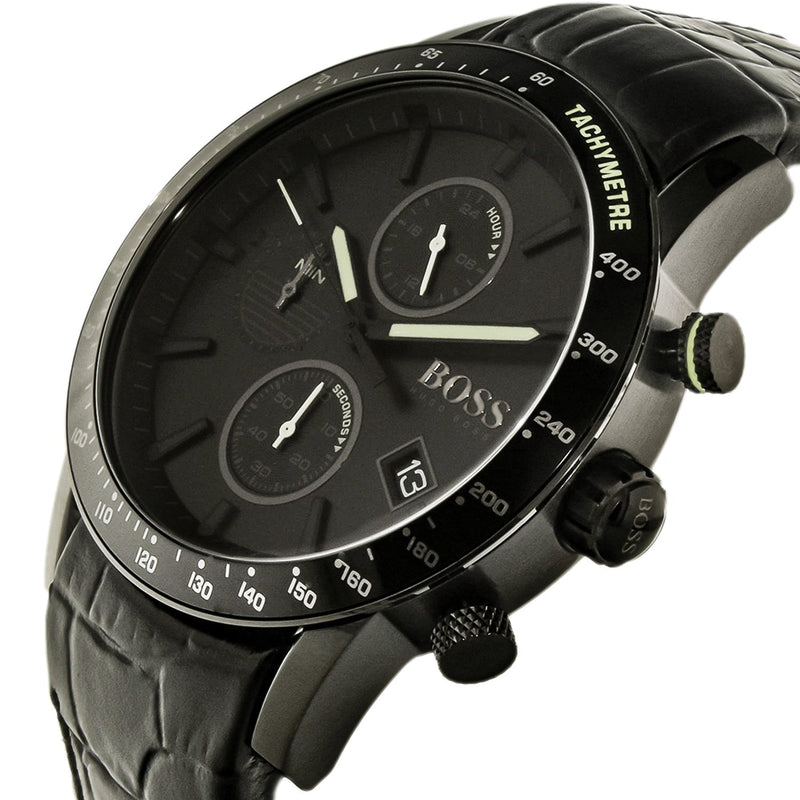 Hugo Boss Rafale Chronograph Black Dial Black Leather Strap Watch For Men - 1513389 Buy Now By Hugo Boss