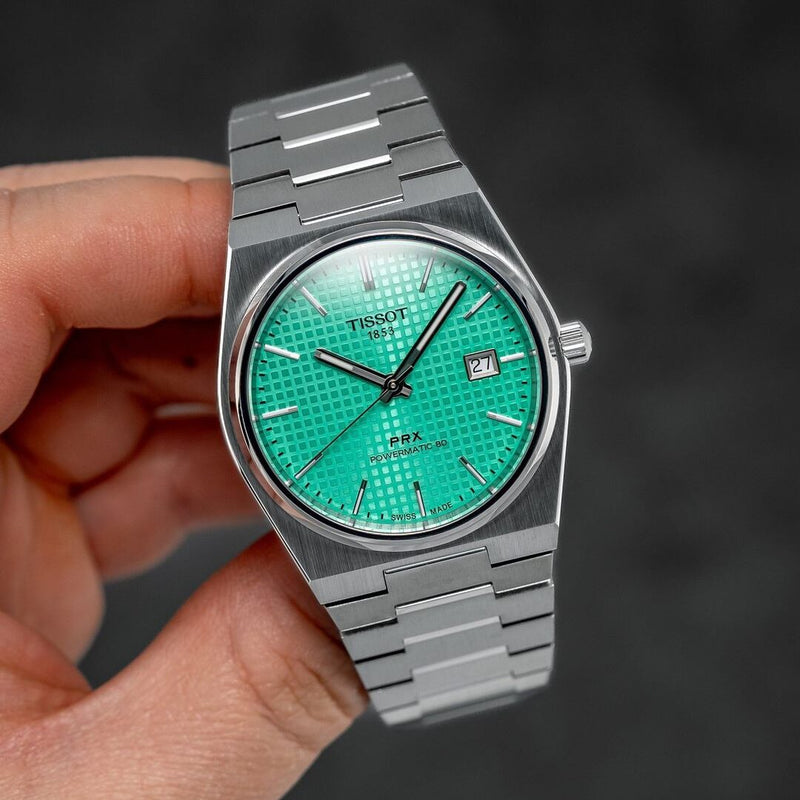 Shop Tissot PRX Powermatic 80 Automatic Mint Green Dial Silver Steel Strap Watch for Men - T137.407.11.091.01 in USA