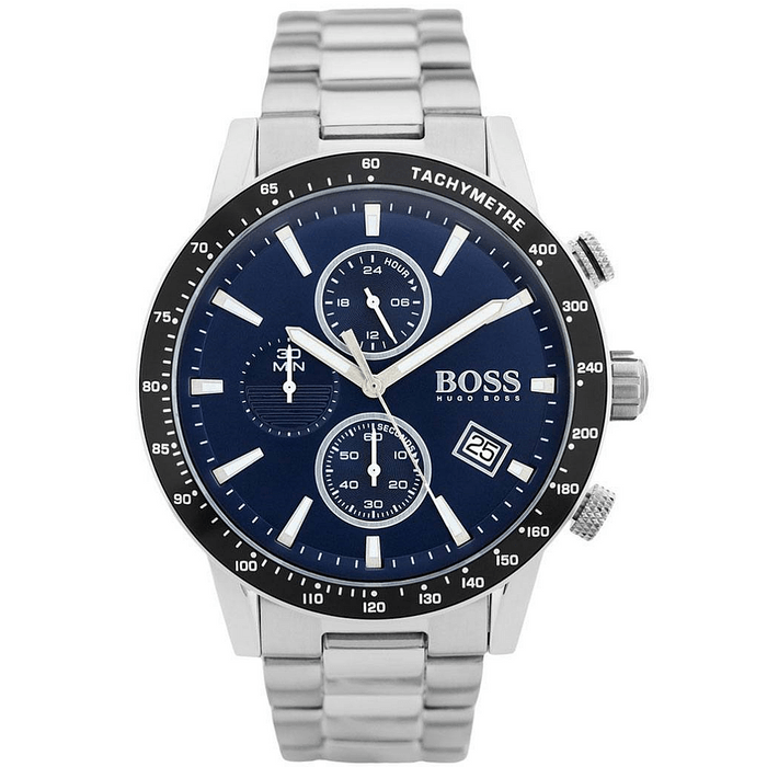 Shop Hugo Boss Rafale Quartz Blue Dial Silver Steel Strap Watch for Men - 1513510 in USA