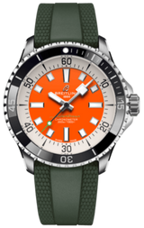Breitling Superocean Automatic 42mm Kelly Slater Limited Edition Orange Dial Green Rubber Strap Watch for Men - A173751A101S1 Buy Now By Breitling