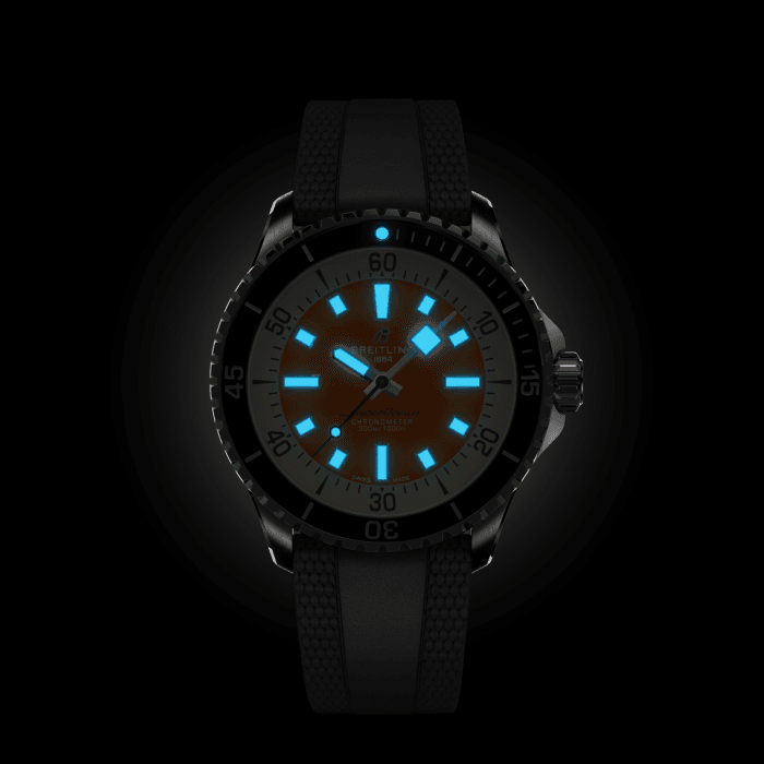 Breitling Superocean Automatic 42mm Kelly Slater Limited Edition Orange Dial Green Rubber Strap Watch for Men - A173751A101S1 Buy Now By Breitling