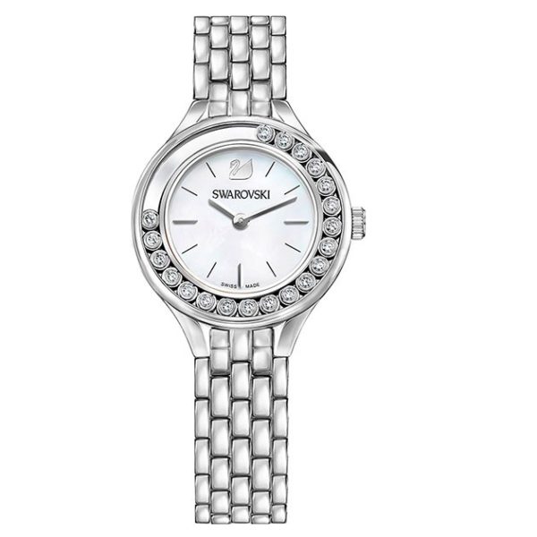 Shop Swarovski Lovely Crystals Mini White Dial Silver Steel Strap Watch for Women - 5242901 in USA
