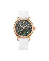 Shop Swarovski Crystalline Hours Quartz Grey Dial Black Leather Strap Watch for Women - 5344635 in USA