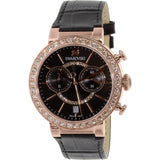 Shop Swarovski Citra Sphere Chronograph Black Dial Black Leather Strap Watch for Women - 5055209 in USA