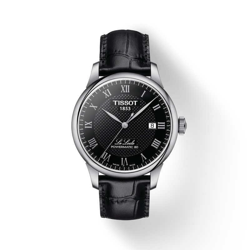 Tissot Le Locle Powermatic 80 Black Dial Black Leather Strap Watch For Men - T006.407.16.053.00 Buy Now By Tissot