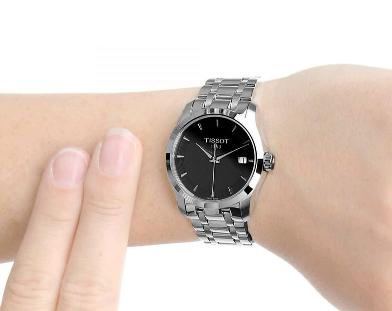 Tissot T Trend Couturier Lady Black Dial Silver Steel Strap Watch For Women - T035.210.11.051.00 Buy Now By Tissot