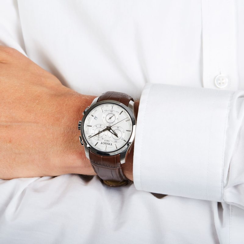 Tissot Couturier Chronograph White Dial Brown Leather Strap Watch For Men - T035.617.16.031.00 Buy Now By Tissot