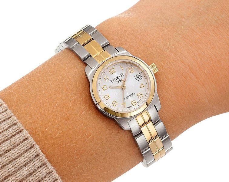 Tissot T Classic PR100 White Dial Two Tone Steel Strap Watch For Women - T049.210.22.032.00 Buy Now By Tissot